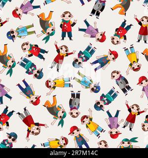 cartoon hip hop boy dancing seamless pattern Stock Vector