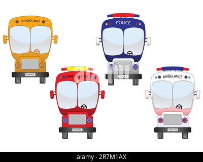 city vehicles set against white background, abstract vector art illustration Stock Vector