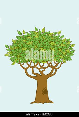 Illustration of a tree with green foliage Stock Vector