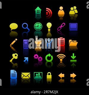 a set of 28 user interface icons for web site Stock Vector