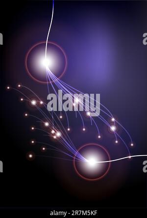 Abstract Background - Glowing Optical Fibers on Dark Background Stock Vector