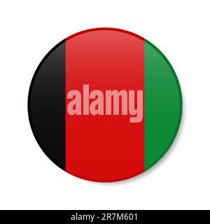 Afghanistan circle button icon. Afghan round badge flag with shadow. 3D realistic vector illustration isolated on white. Stock Vector