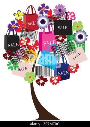 Vector illustration of a sale tree Stock Vector