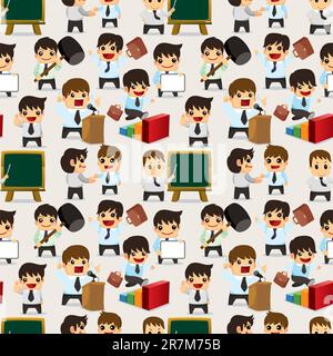 seamless cartoon office worker pattern Stock Vector