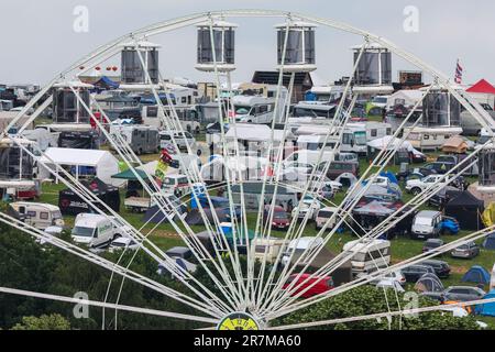 Hohenstein Ernstthal, Germany. 16th June, 2023. Motorsport/Motorcycle, German Grand Prix, MotoGP 2nd practice at the Sachsenring. The legendary Ankerberg can be seen in the background of the track. Credit: Jan Woitas/dpa/Alamy Live News Stock Photo