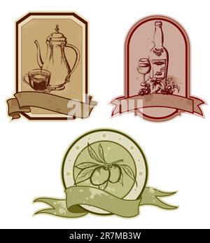 set of vintage labels with grunge effect Stock Vector