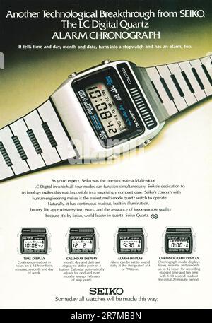 1978 Seiko LC Digital Quartz Alarm Cronograph watch print ad Stock Photo
