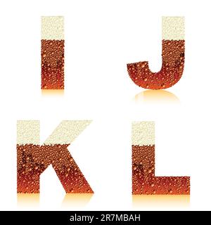 alphabet dark beer IJKL, this illustration may be useful as designer work Stock Vector