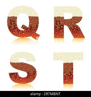 alphabet dark beer QRST, this illustration may be useful as designer work Stock Vector