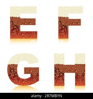 alphabet dark beer EFGH, this illustration may be useful as designer work Stock Vector