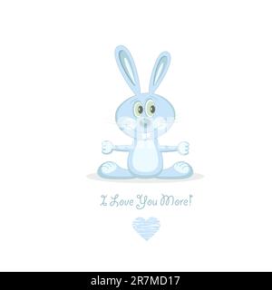 Cute blue love rabbit. Vector Illustration. Stock Vector