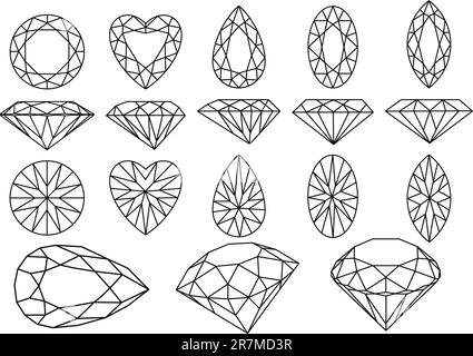 set of diamond gemstone, vector illustration Stock Vector