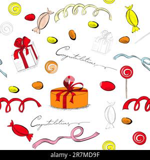 Decorative seamless pattern with gifts and sweets Stock Vector