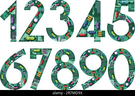 circuit numbers Stock Vector