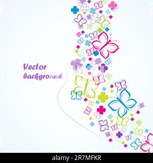Flowers and butterflies (colorful background). Vector Illustration. Stock Vector