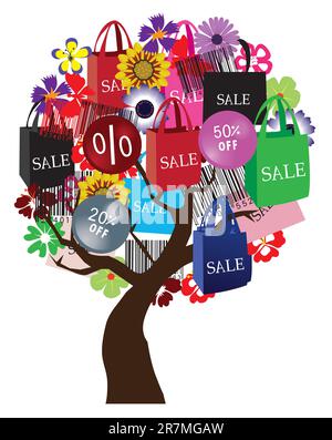 Vector illustration of a sale tree Stock Vector
