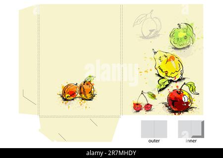 Template for folder with fruit Stock Vector