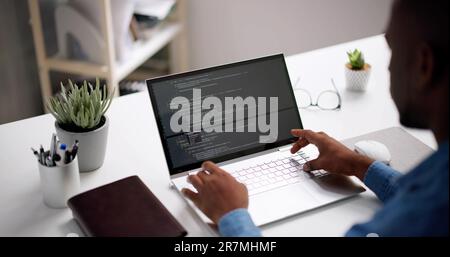 African American Web Developer Programmer. Coding Software Stock Photo