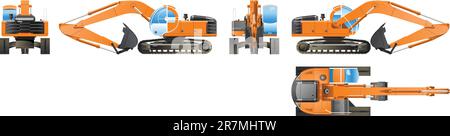 Vector color illustration of an excavator. (Simple gradients only - no gradient mesh.) Stock Vector
