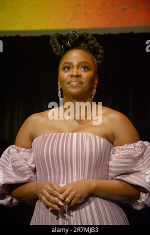 Miami Beach, USA. 14th June, 2023. MIAMI BEACH, FLORIDA - JUNE 14: Teyonah Parris attends as They Cloned Tyrone opens The American Black Film Festival at New World Center on June 14, 2023 in Miami Beach, Florida. (Photo by JL/Sipa USA) Credit: Sipa USA/Alamy Live News Stock Photo