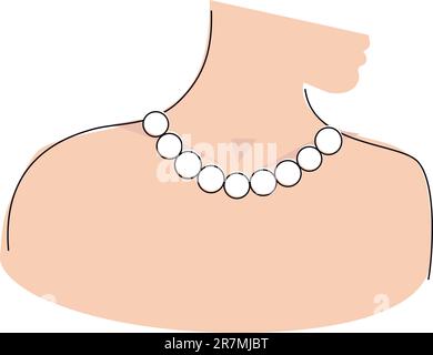 Woman Profile With Pearl Necklace Stock Vector