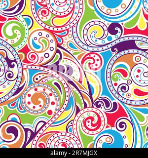 Illustration of retro scroll pattern, made as seamless, easy to repeat. Stock Vector