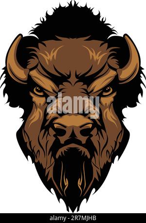 Graphic Mascot Image of a Buffalo Bison Head Stock Vector