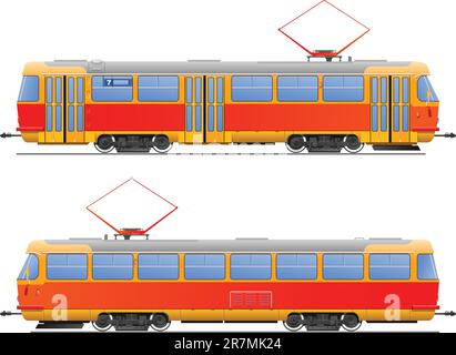 illustration tram. side view. (Simple gradients only - no gradient mesh.) Stock Vector