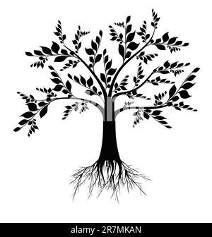 Beautiful art tree silhouette isolated on white background Stock Vector