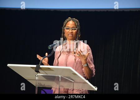 Miami Beach, USA. 14th June, 2023. MIAMI BEACH, FLORIDA - JUNE 14: Nicole Friday attends as They Cloned Tyrone opens The American Black Film Festival at New World Center on June 14, 2023 in Miami Beach, Florida. (Photo by JL/Sipa USA) Credit: Sipa USA/Alamy Live News Stock Photo