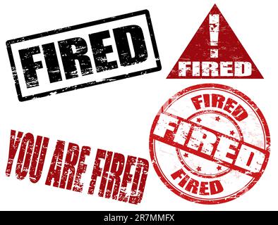 Set of grunge rubber stamps with the text you are fired written inside Stock Vector