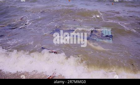 Part of wall of house floats near shore, floating debris has reached ...