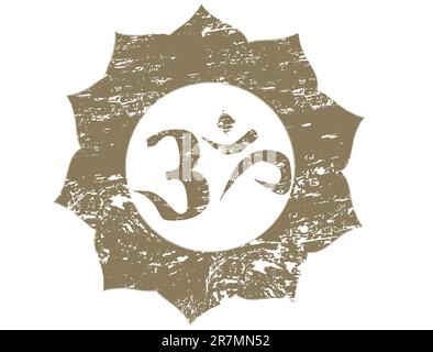 Spiritual Om On Lotus Design Grunge Stamp Stock Vector