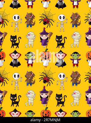 Cartoon Halloween holiday monster seamless pattern Stock Vector