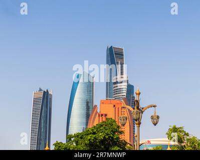 Abu Dhabi, UAE - 05.26.2023 - Shot of the modern buildings in the city Stock Photo