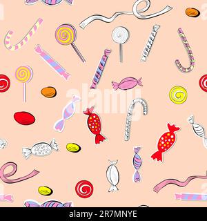Seamless wallpaper with candy Stock Vector