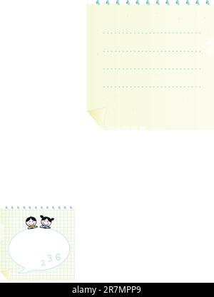 Two cute happy Children, Notepad and Speech Bubble Stock Vector