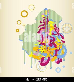 Abstract guitar with colorful splashes Stock Vector