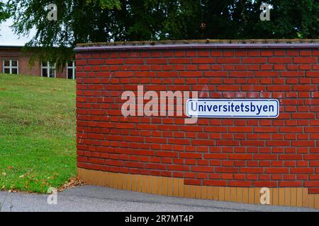 AARHUS, DENMARK -25 AUG 2022- View of the campus of the Aarhus University (AU), the second oldest and largest university in Denmark. Stock Photo
