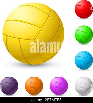 Multi-colored volleyball realistic. Illustration on white background Stock Vector