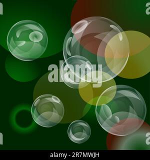 Vector illustration of soap bubbles,  abstract background image Stock Vector