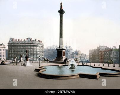 Trafalgar Square, London, England, UK, Detroit Publishing Company, Photochrom print, 1900 Stock Photo