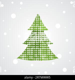 Christmas tree with colorful decoration. Vector illustration Stock Vector