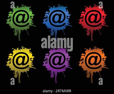 Ink Email splatters sign isolated on white. Stock Vector