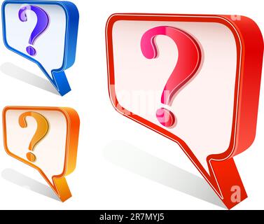 colorful question mark on chat sign isolated on white background Stock Vector