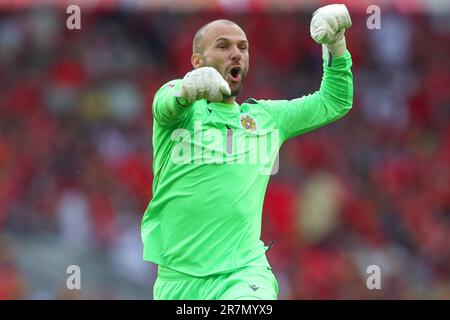 Ognjen Cancarevic #1 of Armenia celebrates his teams win after the UEFA ...