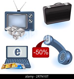 A collection of four different selling related icons Stock Vector