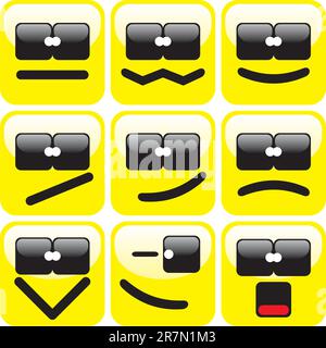 Terminator Smiley Set of nine yellow smileys. Vector illustration Stock Vector Image ...