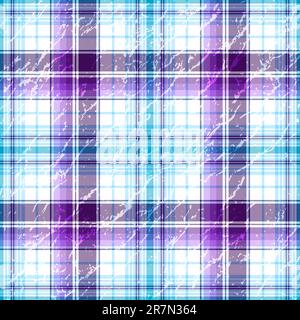 Repeating violet-blue-white grunge checkered pattern (vector EPS 10) Stock Vector