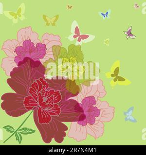 eps10 background with fantasy hand drawn flowers Stock Vector